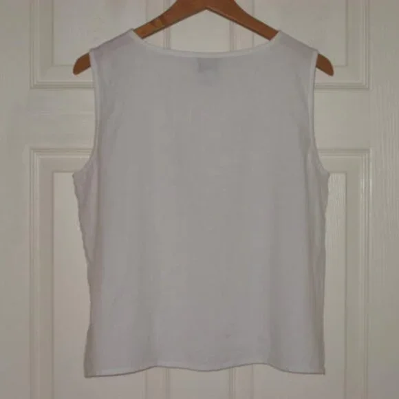 Eileen Fisher 100% Irish Linen Size Large L Sleeveless Tank Top White Excellent - Picture 4 of 6